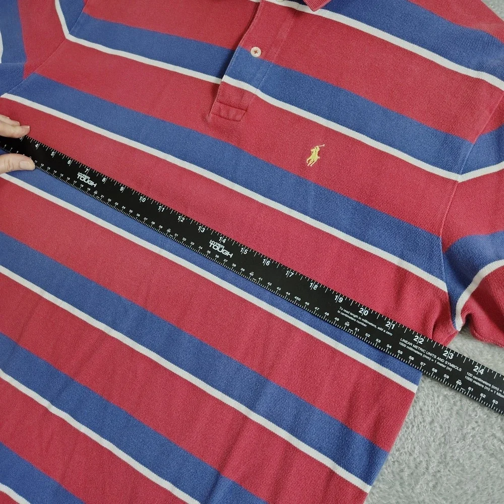 Polo By Ralph Lauren Vintage Striped Classic Collared Golf Polo Shirt Red‎ XL